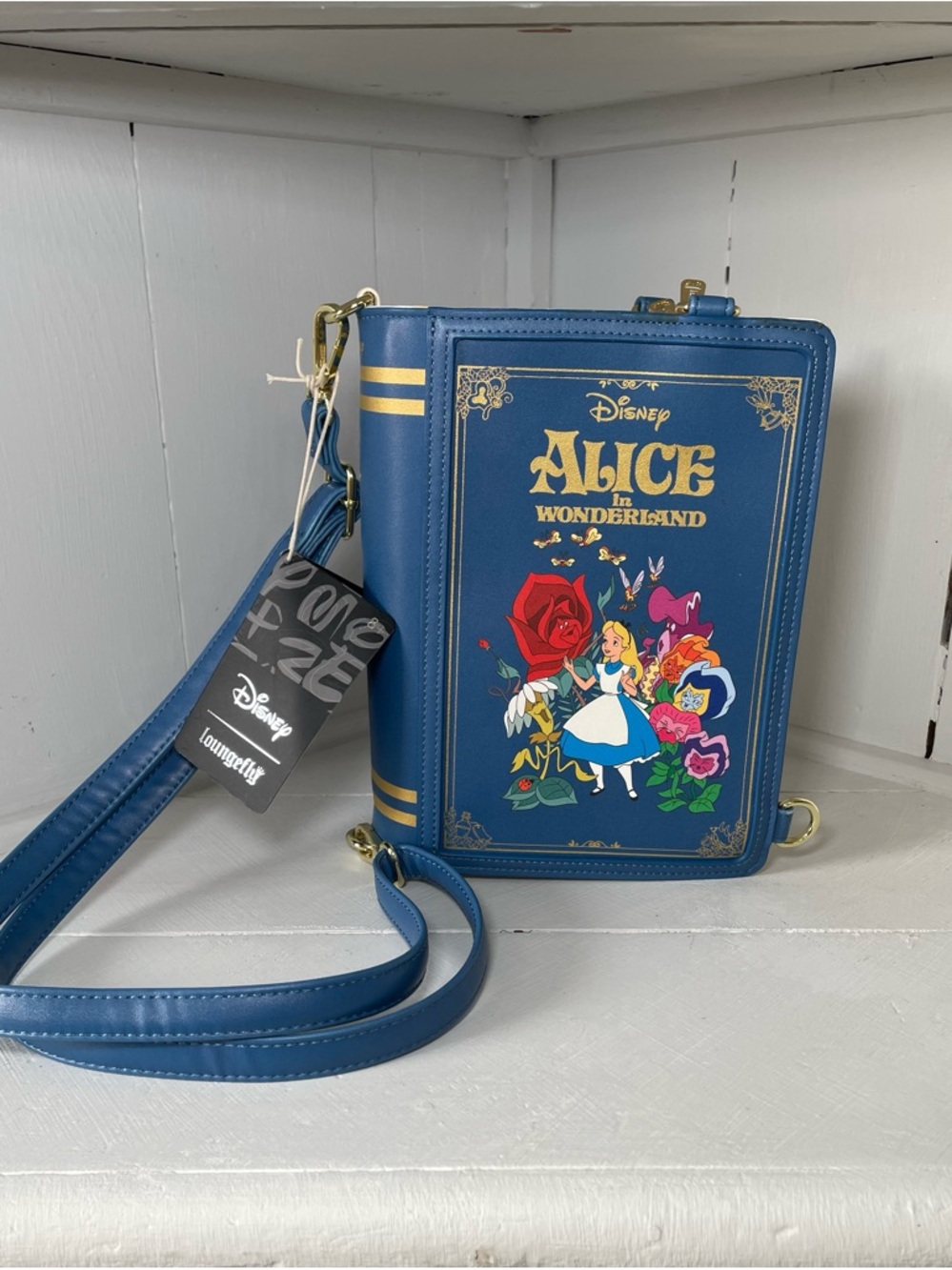 Loungefly Alice in Wonderland Blue Floral Book Crossbody Bag